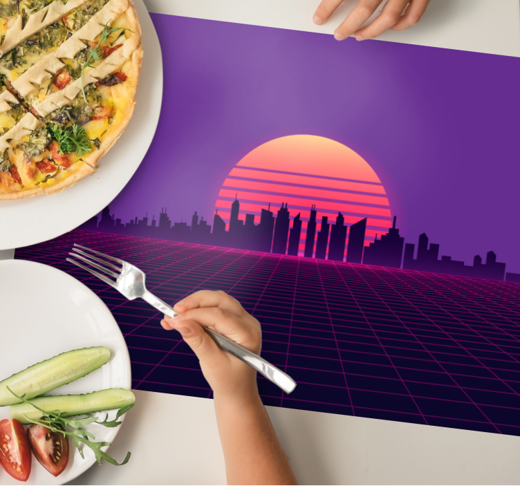 Modern placemat sunset skyline perspective - TenStickers
