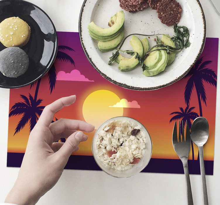 Modern placemat tropical sunset design - TenStickers