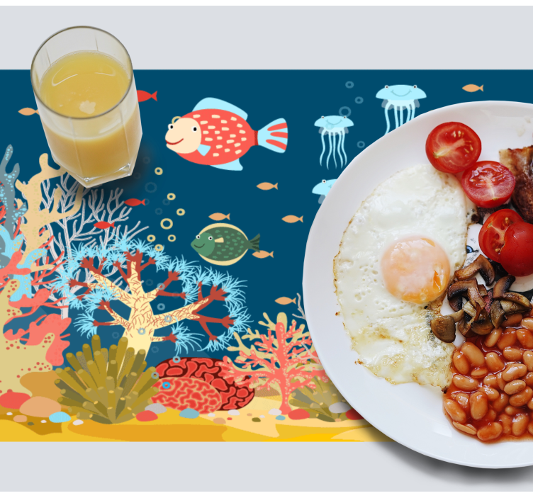 Modern placemat underwater coral scene - TenStickers