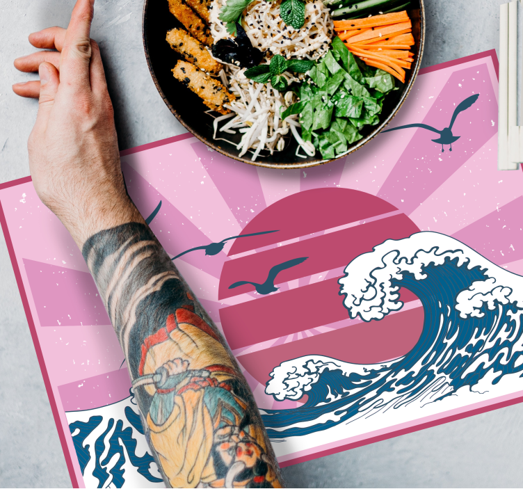 Modern placemat waves and sun - TenStickers