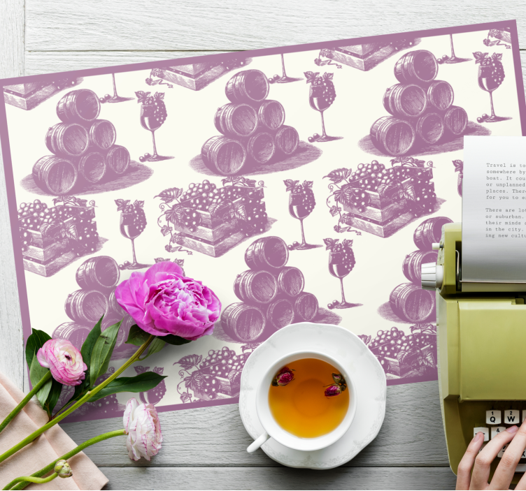 Modern placemat wine barrel stack - TenStickers