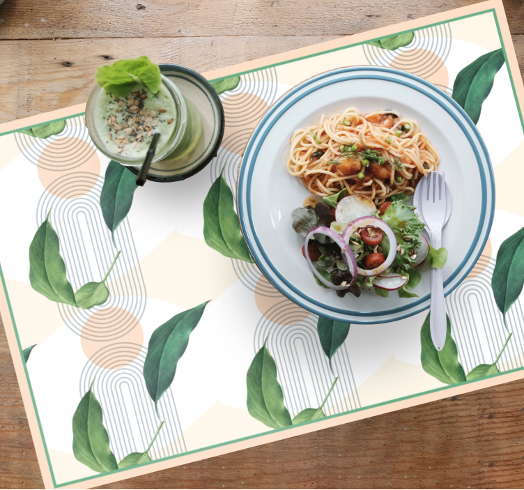Modern placemat with abstract leaf designs - TenStickers
