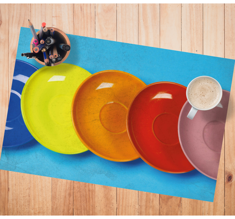 Modern placemat with colorful round dishes - TenStickers