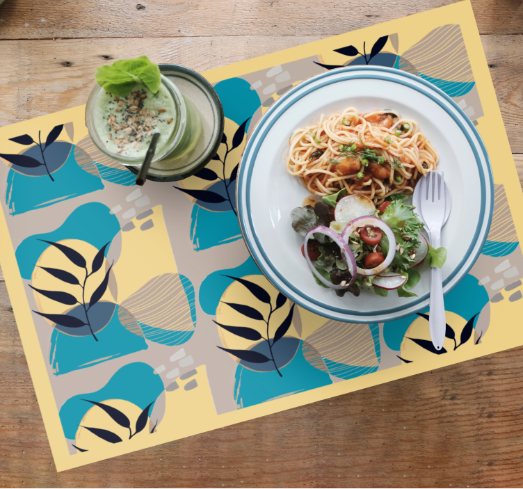 Modern placemat with elegant leaf designs - TenStickers