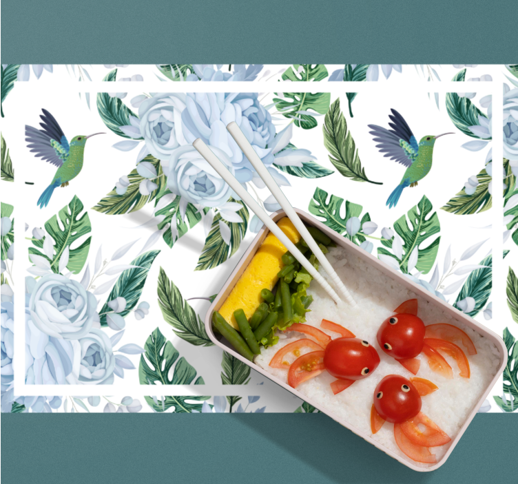 Modern placemat with floral hummingbird design - TenStickers