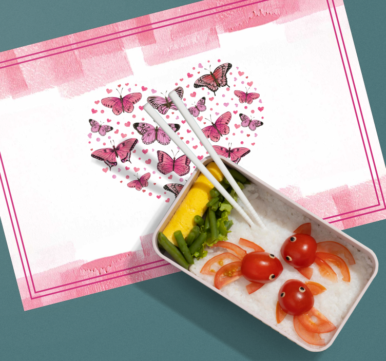 Modern placemat with heart butterflies design - TenStickers