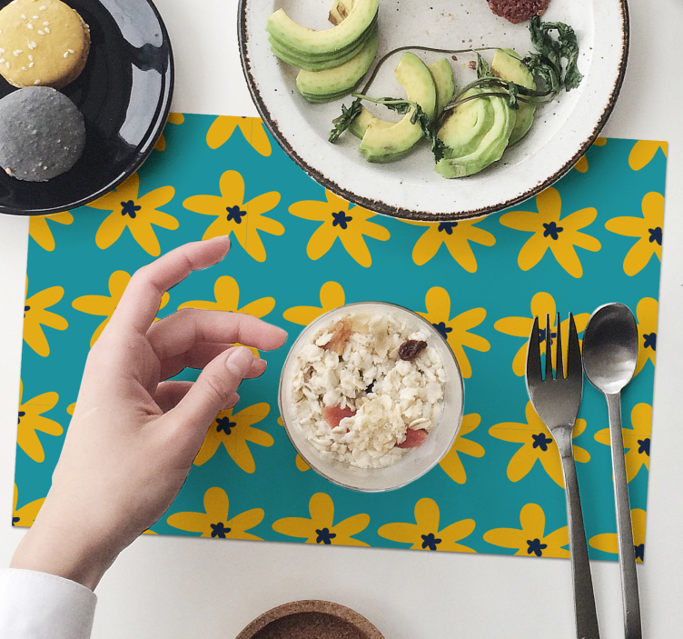 Modern placemat with lively floral design - TenStickers