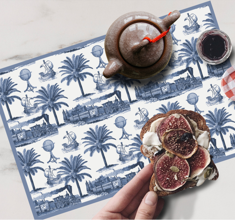 Modern placemat with nostalgic travel prints - TenStickers