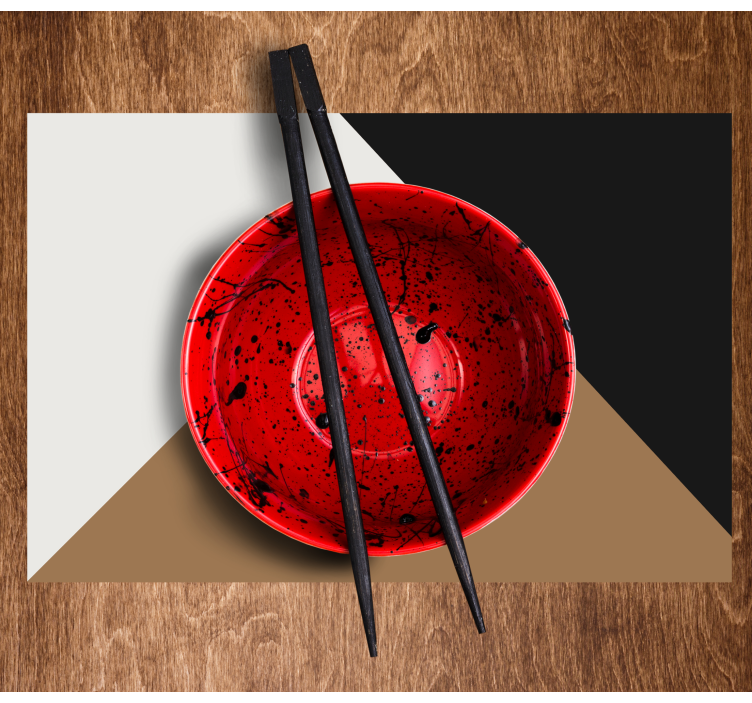 Modern placemat with vibrant red bowl - TenStickers