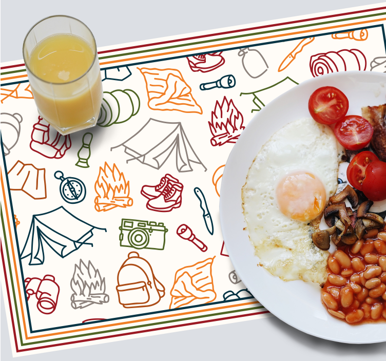 Original placemat camping adventure icons - TenStickers