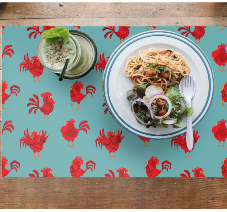 Original placemat charming rooster design - TenStickers