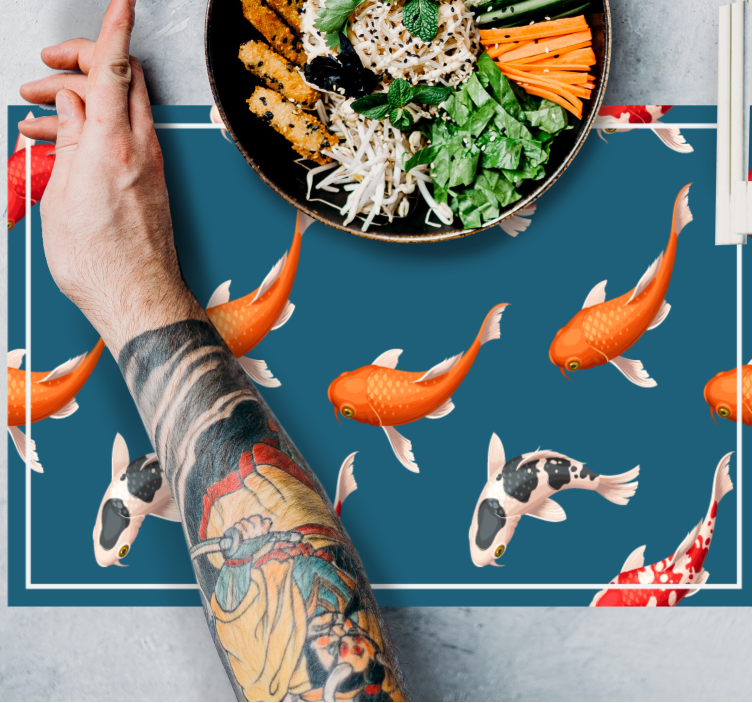Original placemat colorful koi fish design - TenStickers