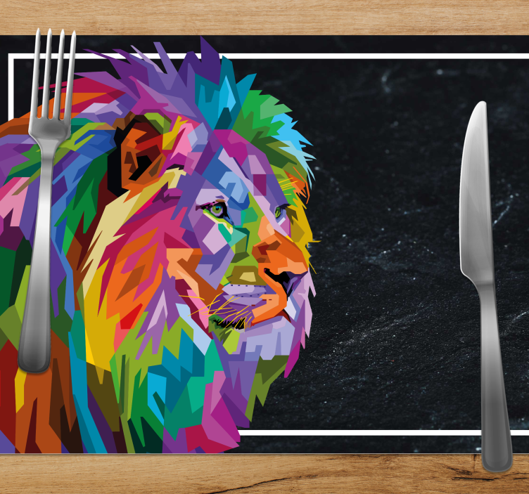 Original placemat colorful lion face - TenStickers