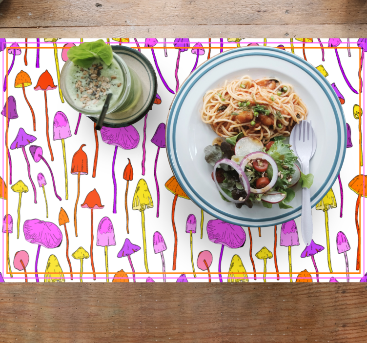 Original placemat colorful mushroom design - TenStickers