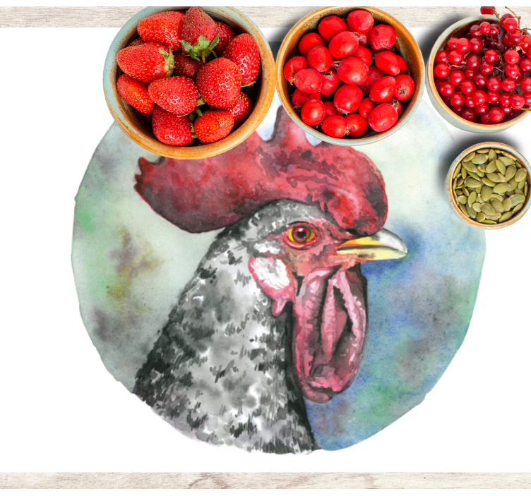 Original placemat colorful rooster portrait - TenStickers