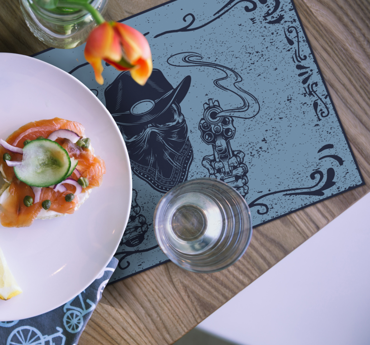 Original placemat cowboy face with guns design - TenStickers