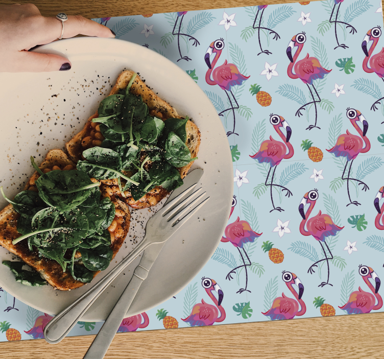 Original placemat flamingo tropical design - TenStickers