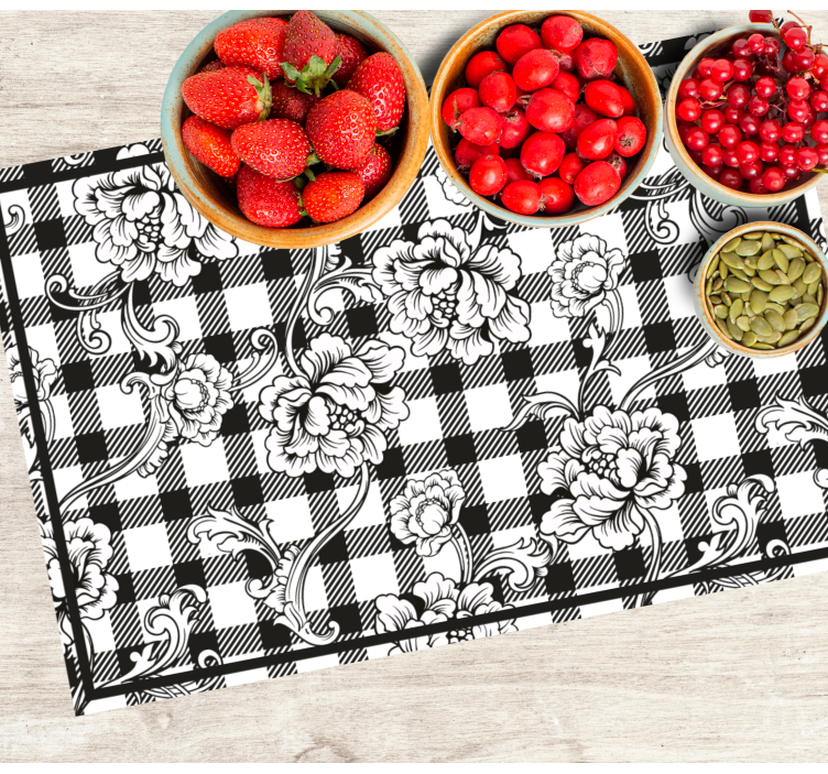 Original placemat floral checkered design - TenStickers