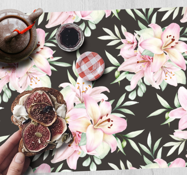 Original placemat floral pink lilies - TenStickers