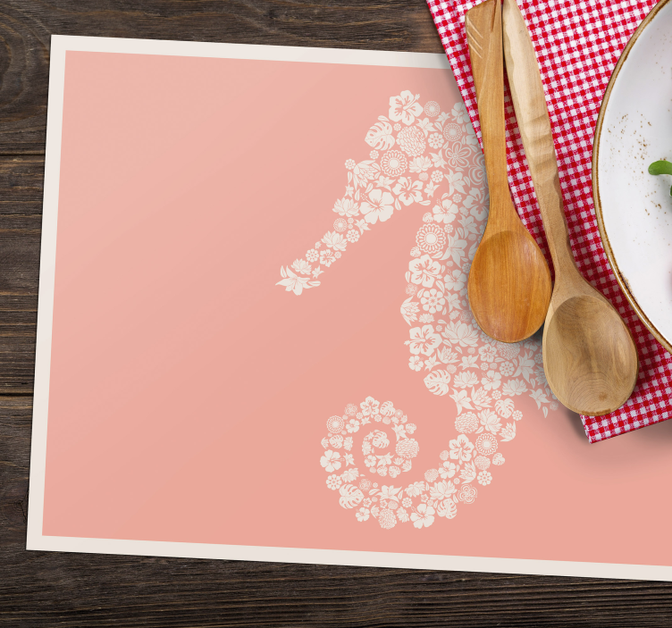 Original placemat floral seahorse design - TenStickers