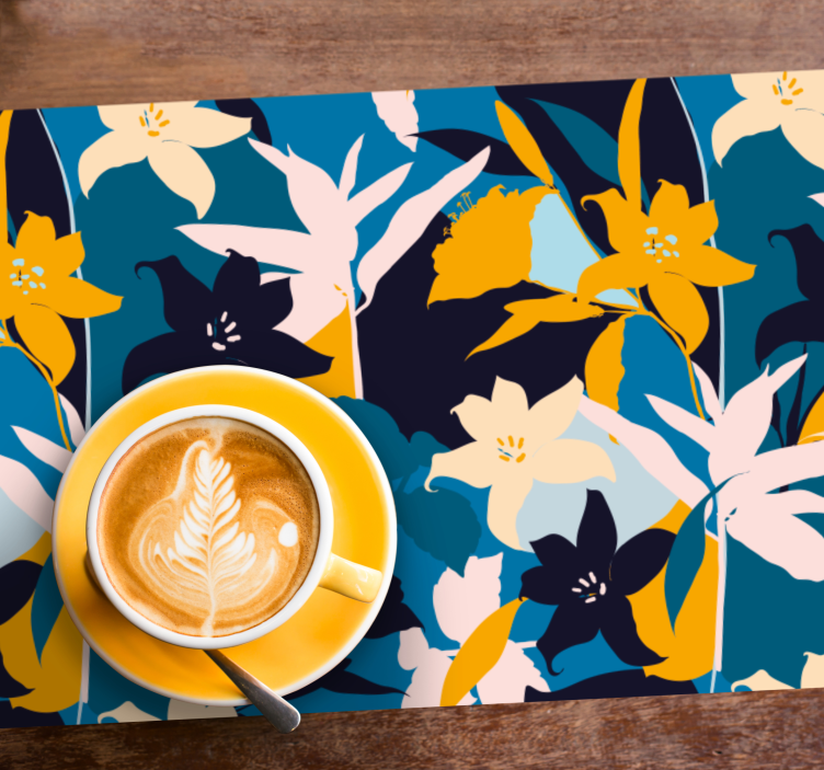 Original placemat floral teal design - TenStickers