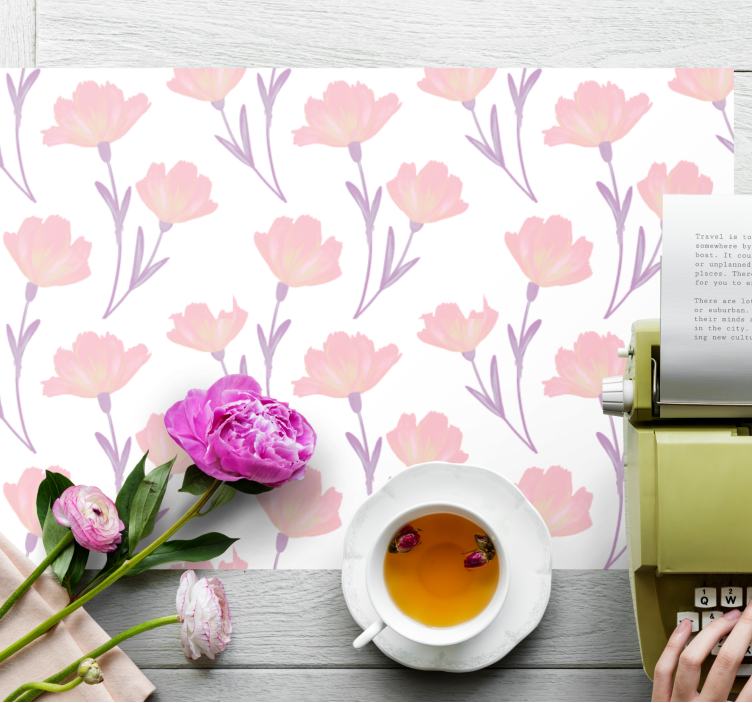 Original placemat pink floral design - TenStickers