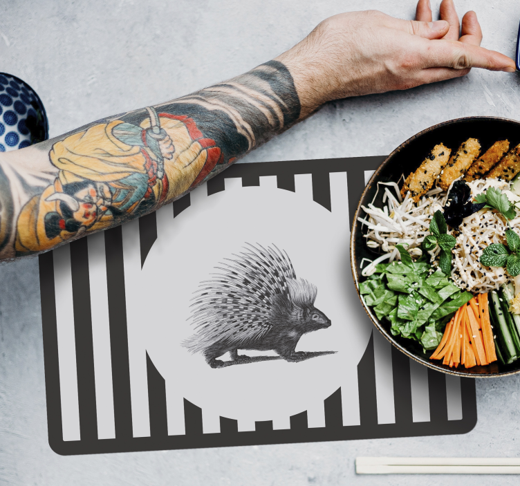 Original placemat porcupine silhouette design - TenStickers