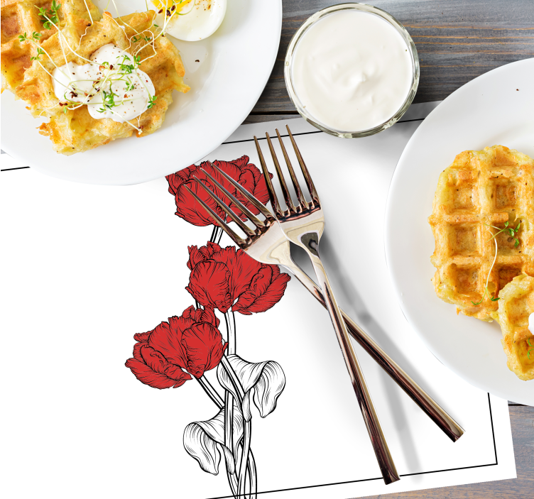 Original placemat red floral design - TenStickers