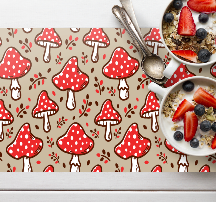 Original placemat red polka dot mushrooms - TenStickers