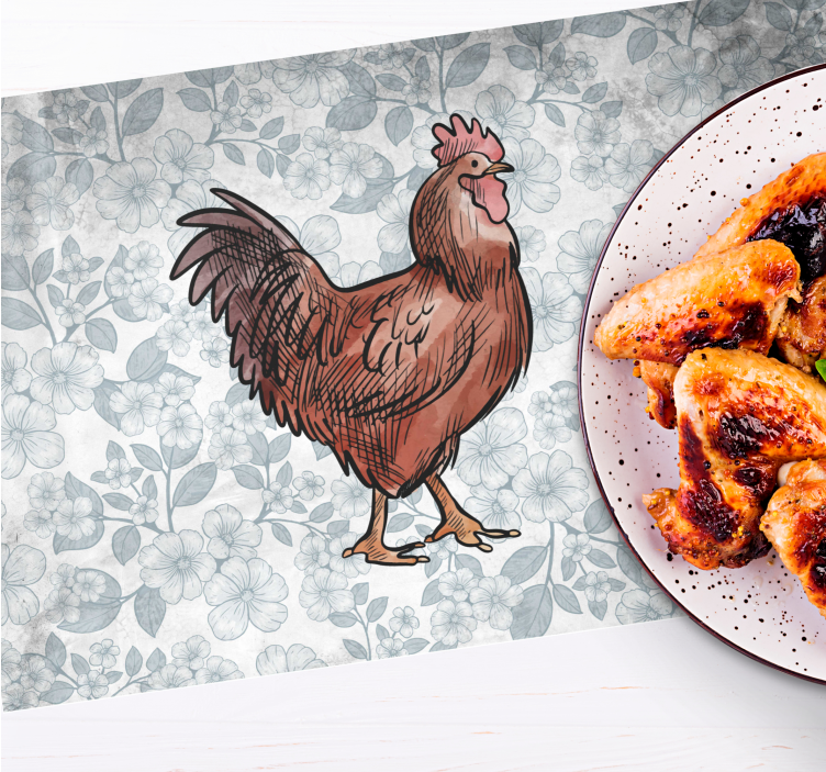 Original placemat rustic chicken artwork - TenStickers