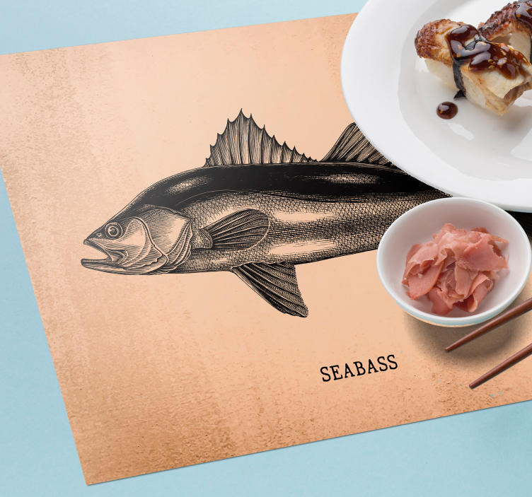 Original placemat seabass fish illustration - TenStickers