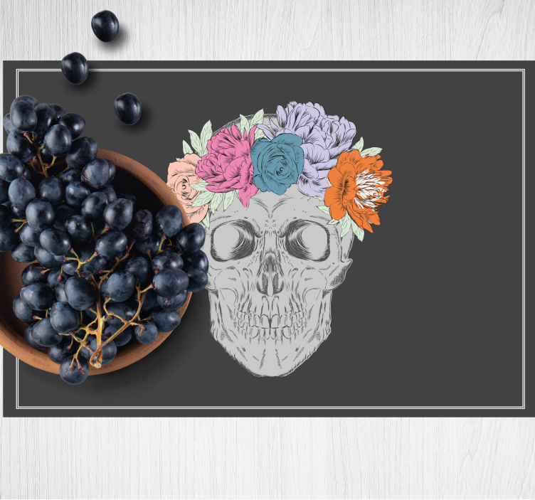 Original placemat skull floral crown - TenStickers