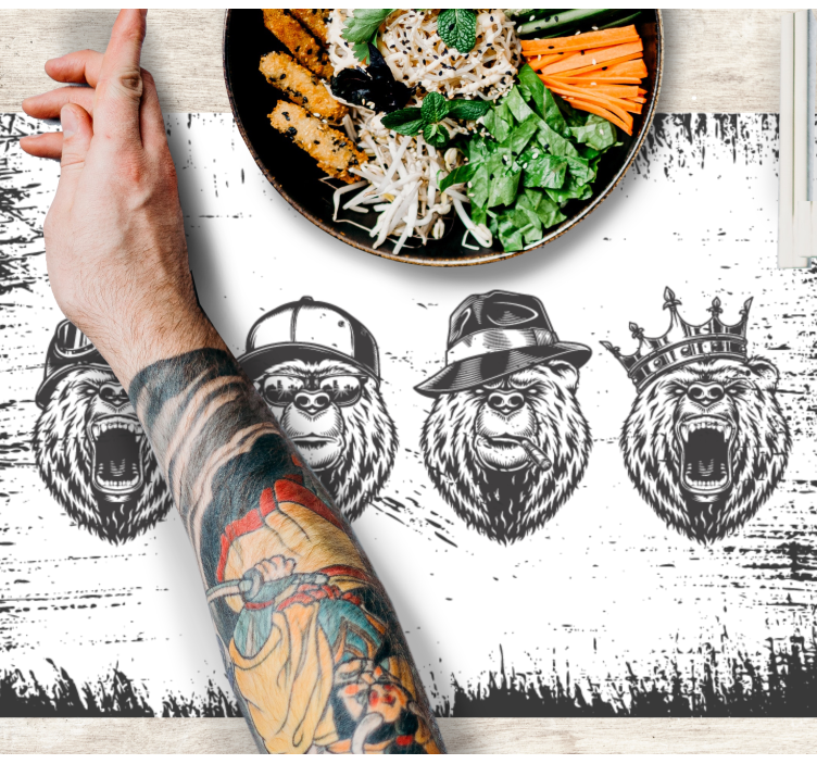 Original placemat stylish bear portraits - TenStickers