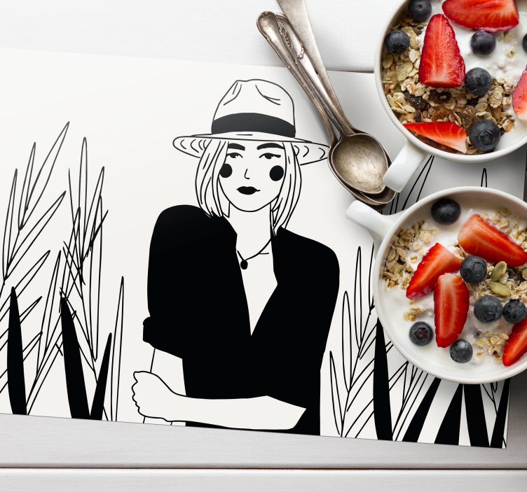 Original placemat stylish woman illustration - TenStickers