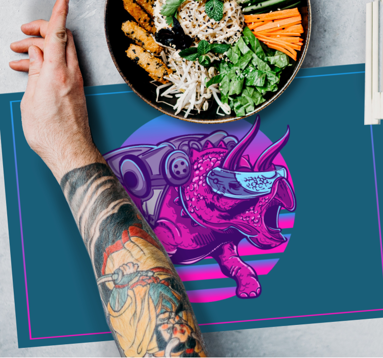 Original placemat stylized rhinosaur design - TenStickers