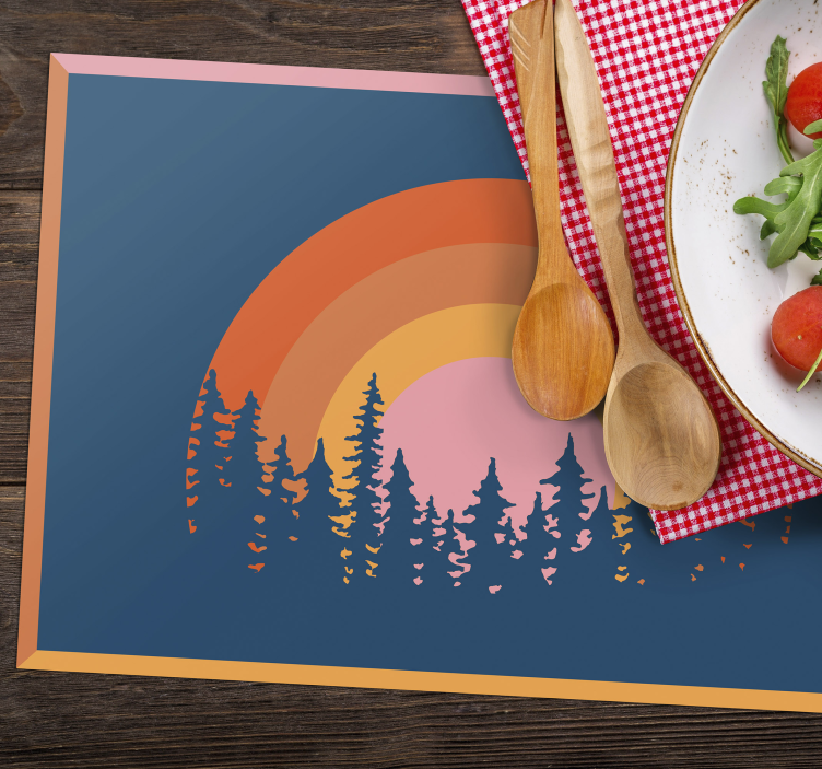 Original placemat vibrant rainbow landscape - TenStickers