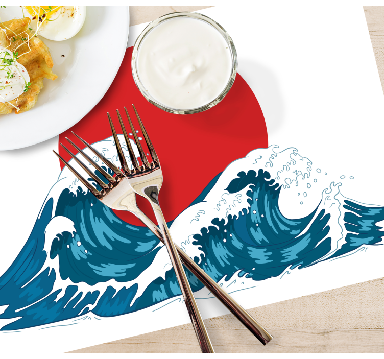 Original placemat waves and rising sun - TenStickers