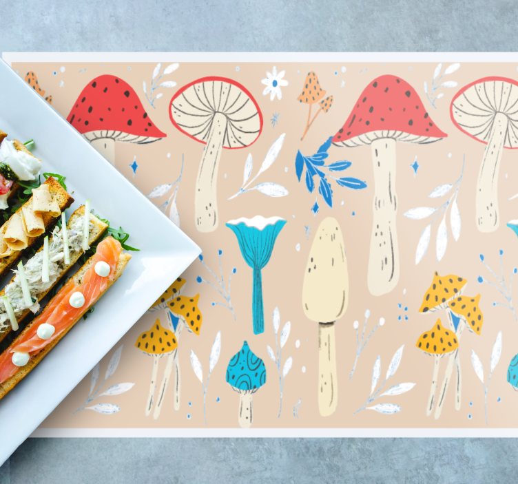 Original placemat whimsical mushroom design - TenStickers