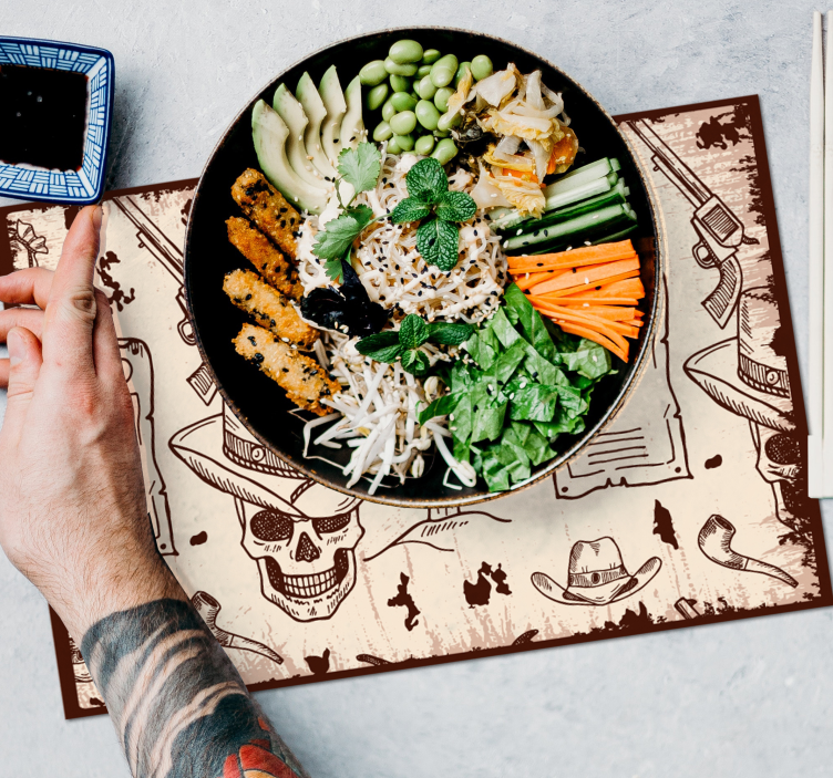 Original placemat with skull and cowboy design - TenStickers
