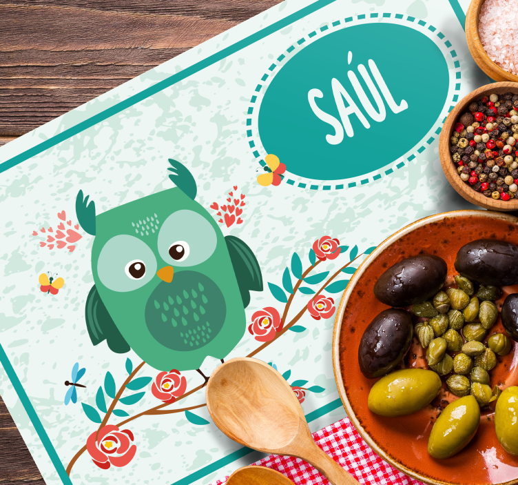 Customisable owl design kids placemat - TenStickers