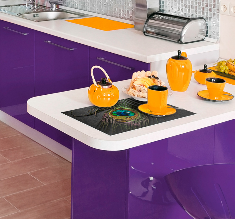 Peacock feather and drops vinyl placemats - TenStickers