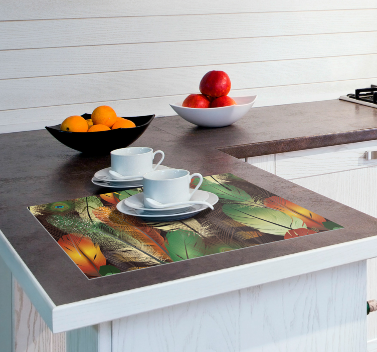 Peacock feathers pattern vinyl placemats - TenStickers