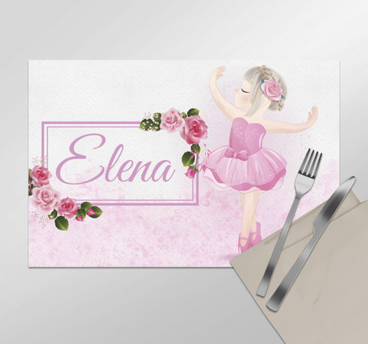 Personalised name ballet dancer kids placemat - TenStickers