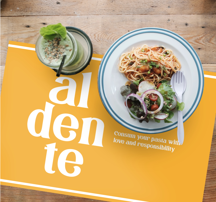 Placemat with quote aldente culinary reminder - TenStickers