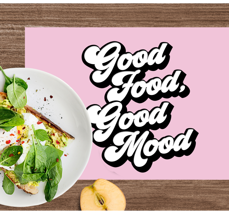 Placemat with quote: good food is good mood - TenStickers