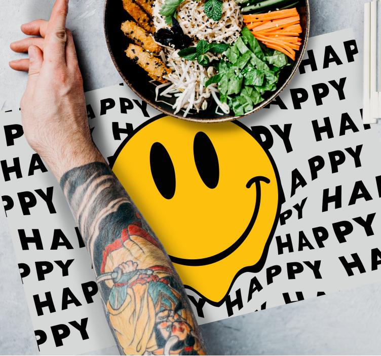 Placemat with quote happy smiley face - TenStickers