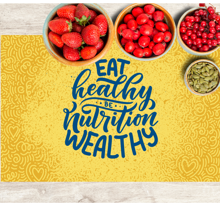 Placemat with quote healthy nutrition abundance - TenStickers