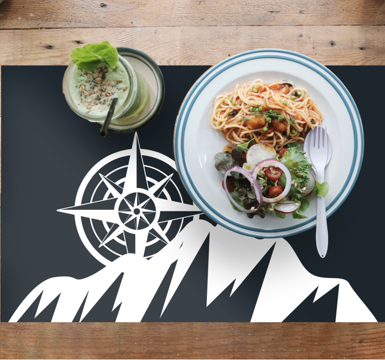 Placemat with quote mountain compass design - TenStickers
