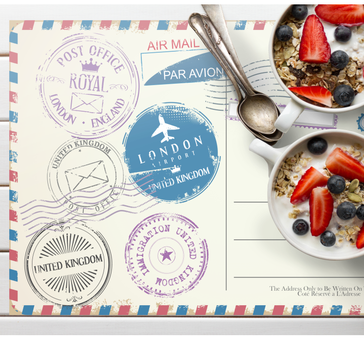 Placemat with quote travel stamp collection - TenStickers