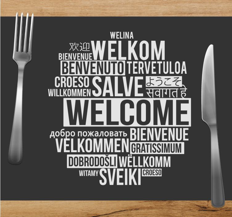 Placemat with quote welcome multilingual design - TenStickers